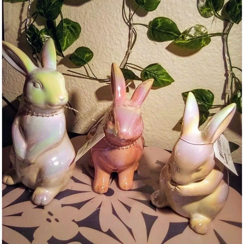 Target 2024 Iridescent Bunny Trio Figurines Spring Easter NWT